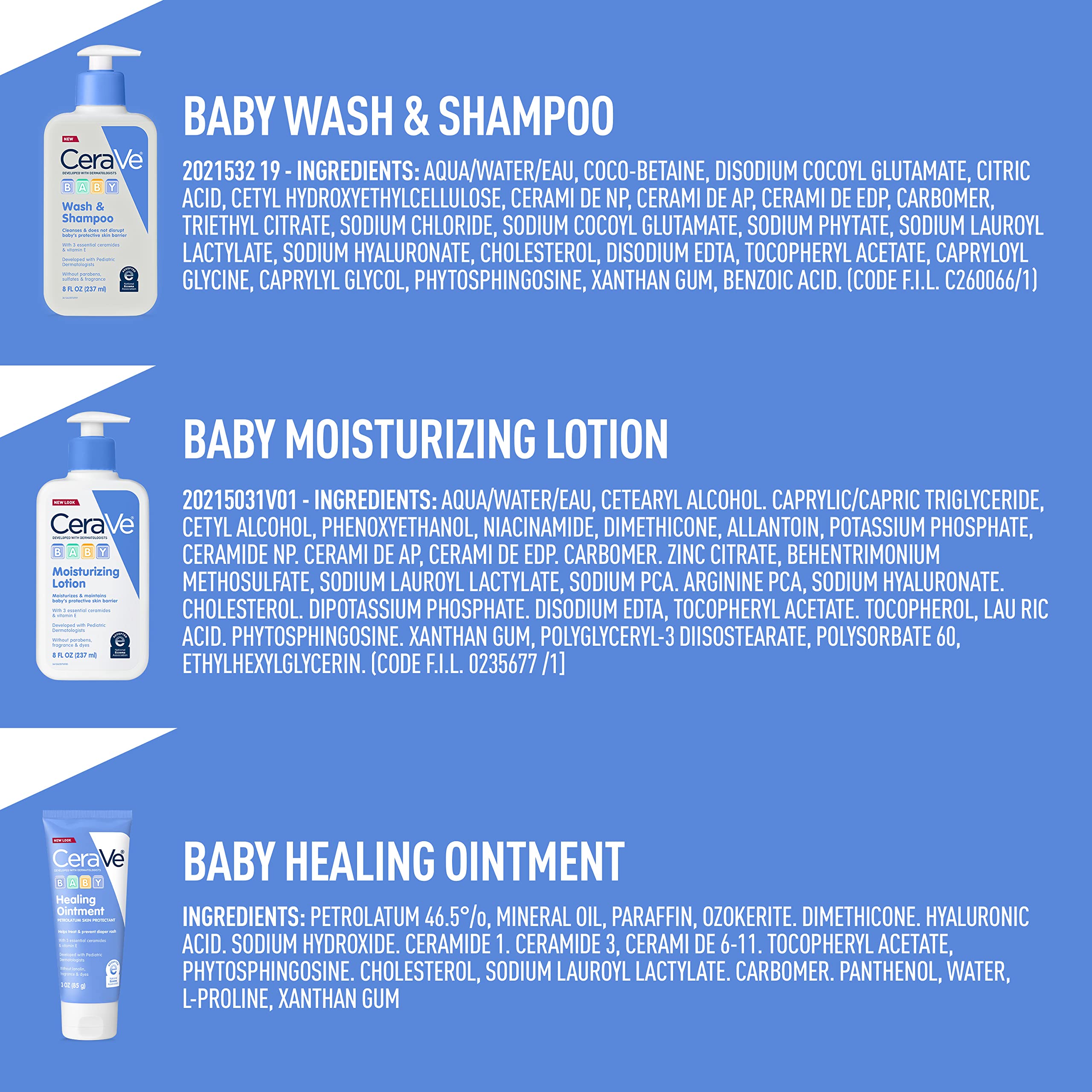 CeraVe Baby Bath Set, 8oz Wash & Shampoo + 8oz Moisturizing Lotion + 3oz Healing Ointment, Fragrance, Parabens, Phthalates, & Tear Free Baby Bath Essentials - Image 7
