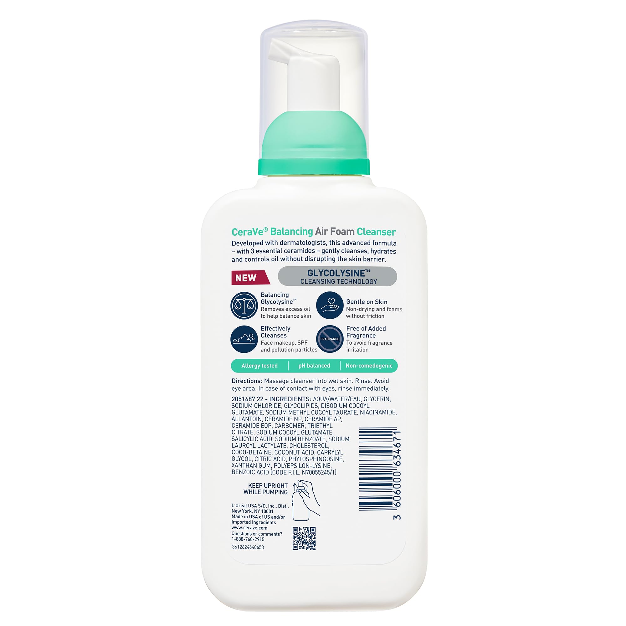CeraVe Balancing Air Foam Face Wash, Foaming Facial Cleanser For Combination Skin, 8HR Oil Control + 24HR Hydration, Fragrance-Free & Non-Comedogenic, With Glycolysine™ & 3 Essential Ceramides, 8oz - Image 12
