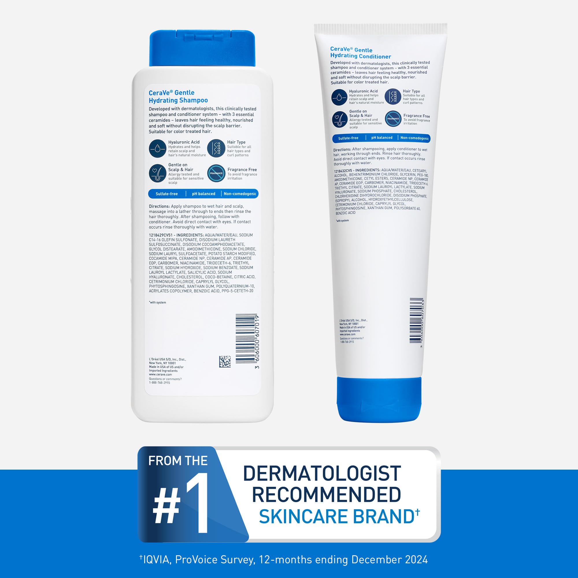 CeraVe Gentle Hydrating Shampoo and Conditioner Set, With Ceramides, Niacinamide & Hyaluronic Acid For Soft, Healthy Looking Hair & Scalp, Sulfate Free & Color Safe, For All Hair Types - Image 9