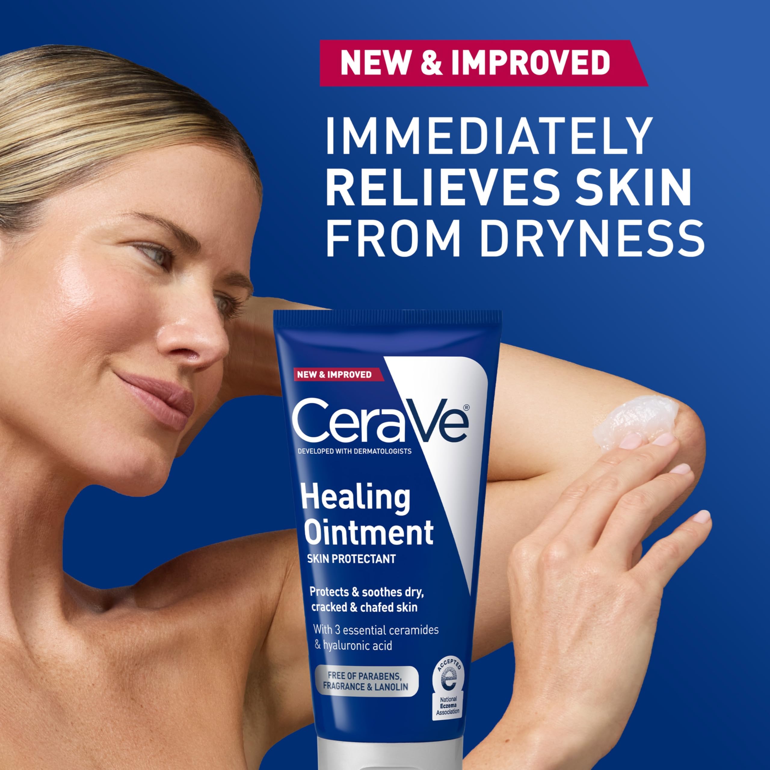 CeraVe Healing Ointment, Hydrating Skin Protectant With Petrolatum, Hyaluronic Acid & Ceramides, Face & Body Skin Barrier Repair For Cracked, Chafed, Dry Skin, Fragrance Free & Lanolin Free, 3 Oz - Image 4