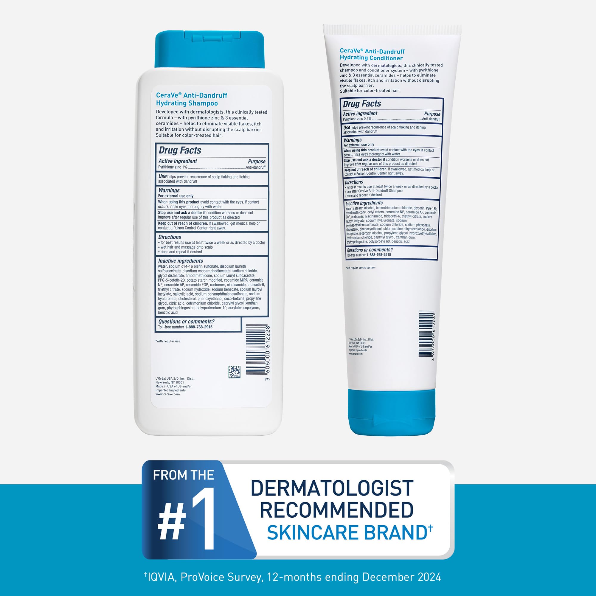 CeraVe Hydrating Anti Dandruff Shampoo and Conditioner Set, Pyrithione Zinc Dandruff Treatment With Ceramides, Hyaluronic Acid & Niacinamide, Helps Elimanate Flakes & Reduce Itchy Scalp - Image 10