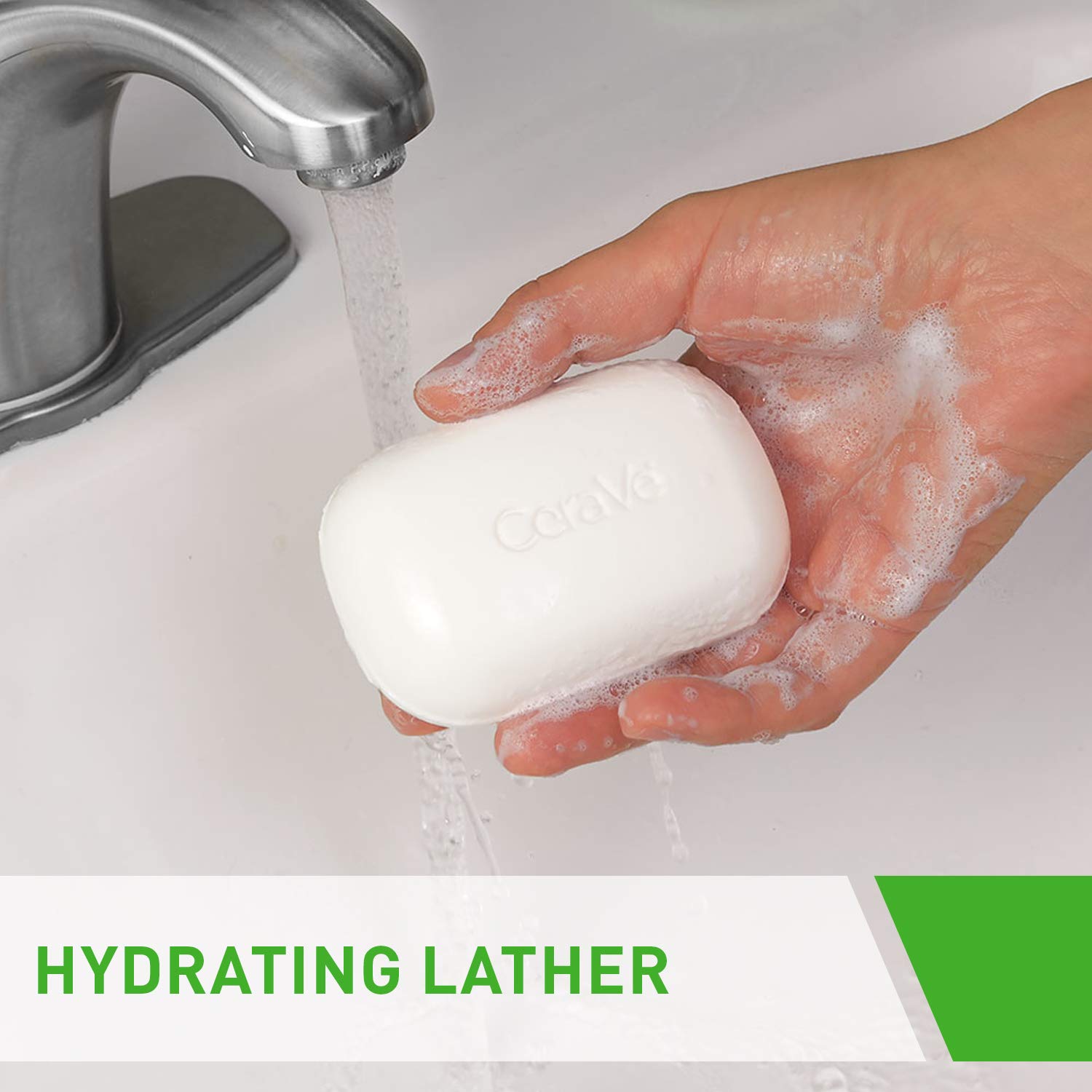 CeraVe Hydrating Cleanser Bar, Soap-Free Body and Facial Cleanser with 5% Moisturizing Cream, Fragrance-Free, 2-Pack, 4.5 Ounce Each - Image 3