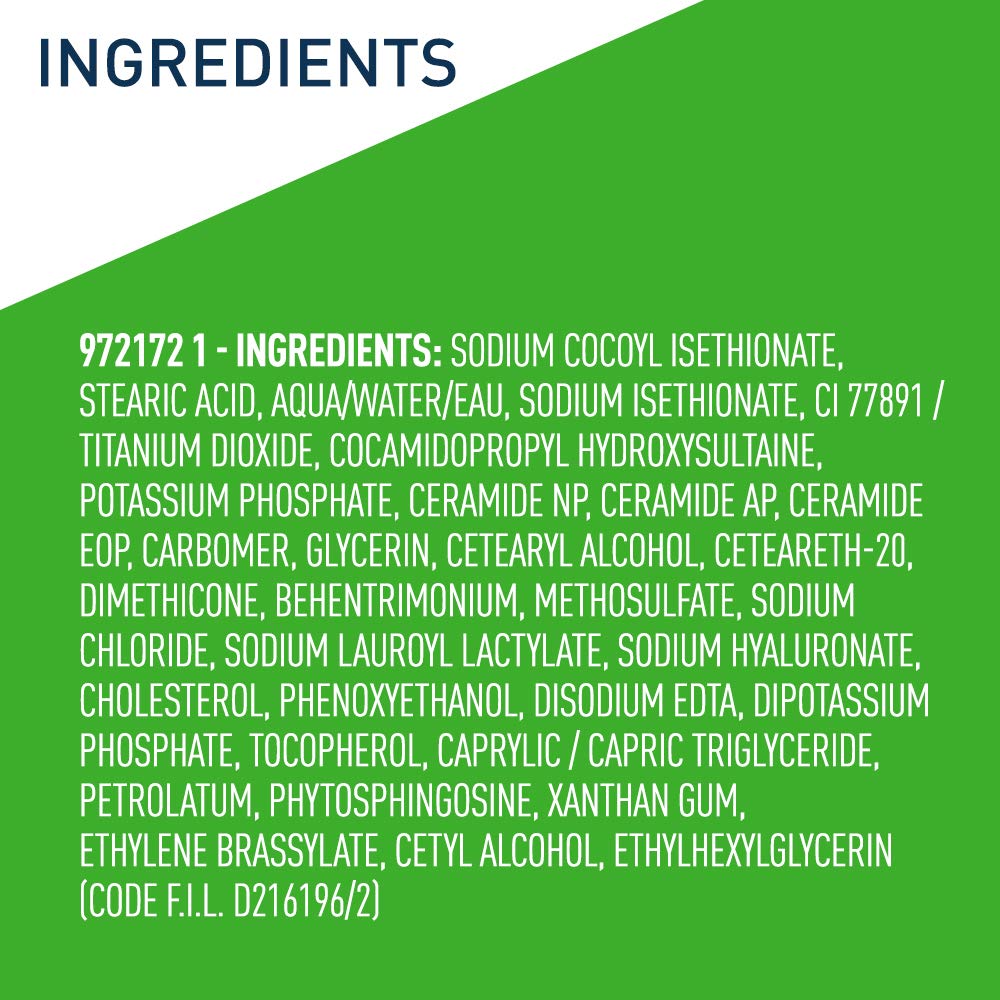 CeraVe Hydrating Cleanser Bar, Soap-Free Body and Facial Cleanser with 5% Moisturizing Cream, Fragrance-Free, 2-Pack, 4.5 Ounce Each - Image 5