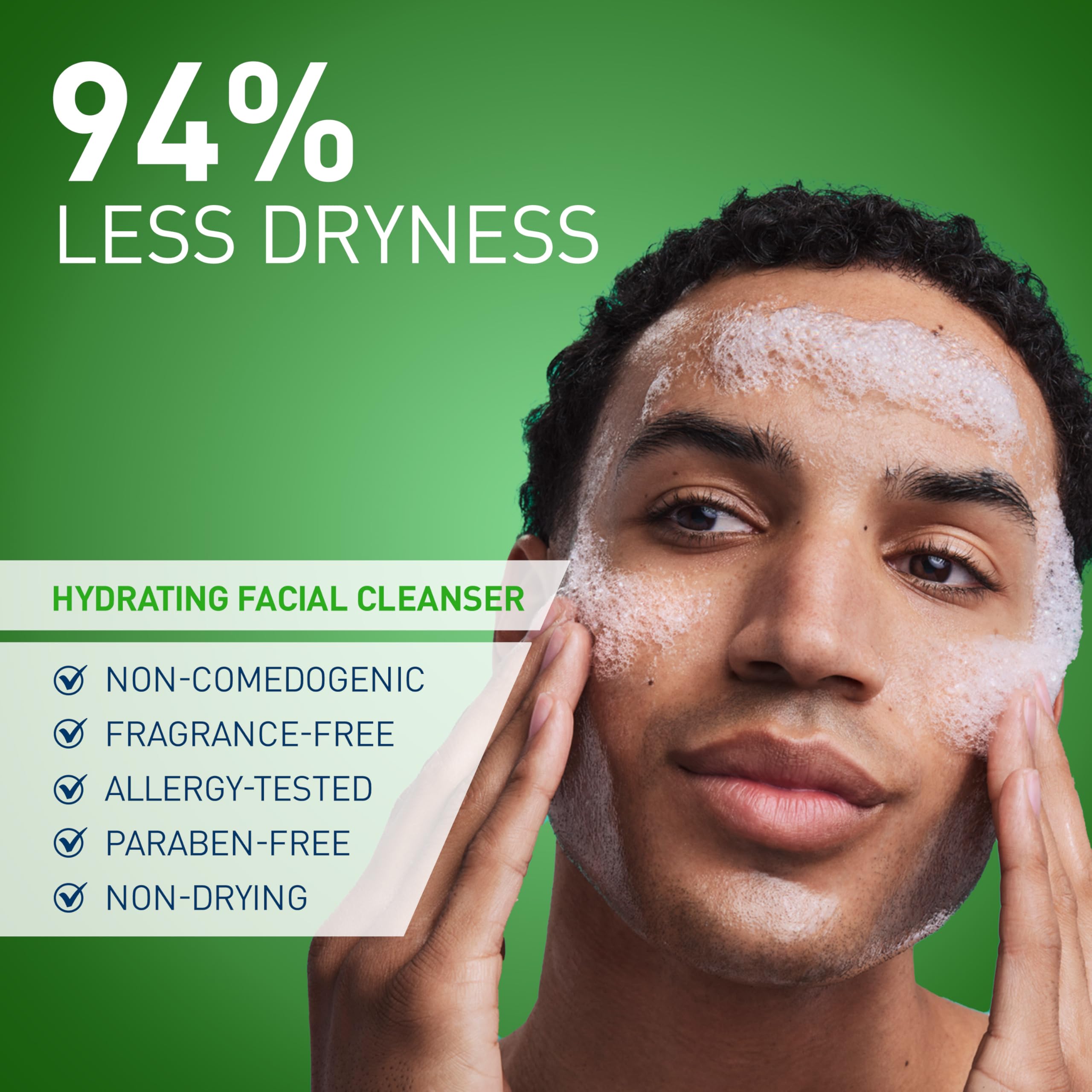 CeraVe Hydrating Facial Cleanser, Moisturizing Face Wash For Dry Skin, Hyaluronic Acid + Ceramides + Glycerin, Hydrating Cleanser For Normal To Dry Skin, National Eczema Association Certified - Image 4