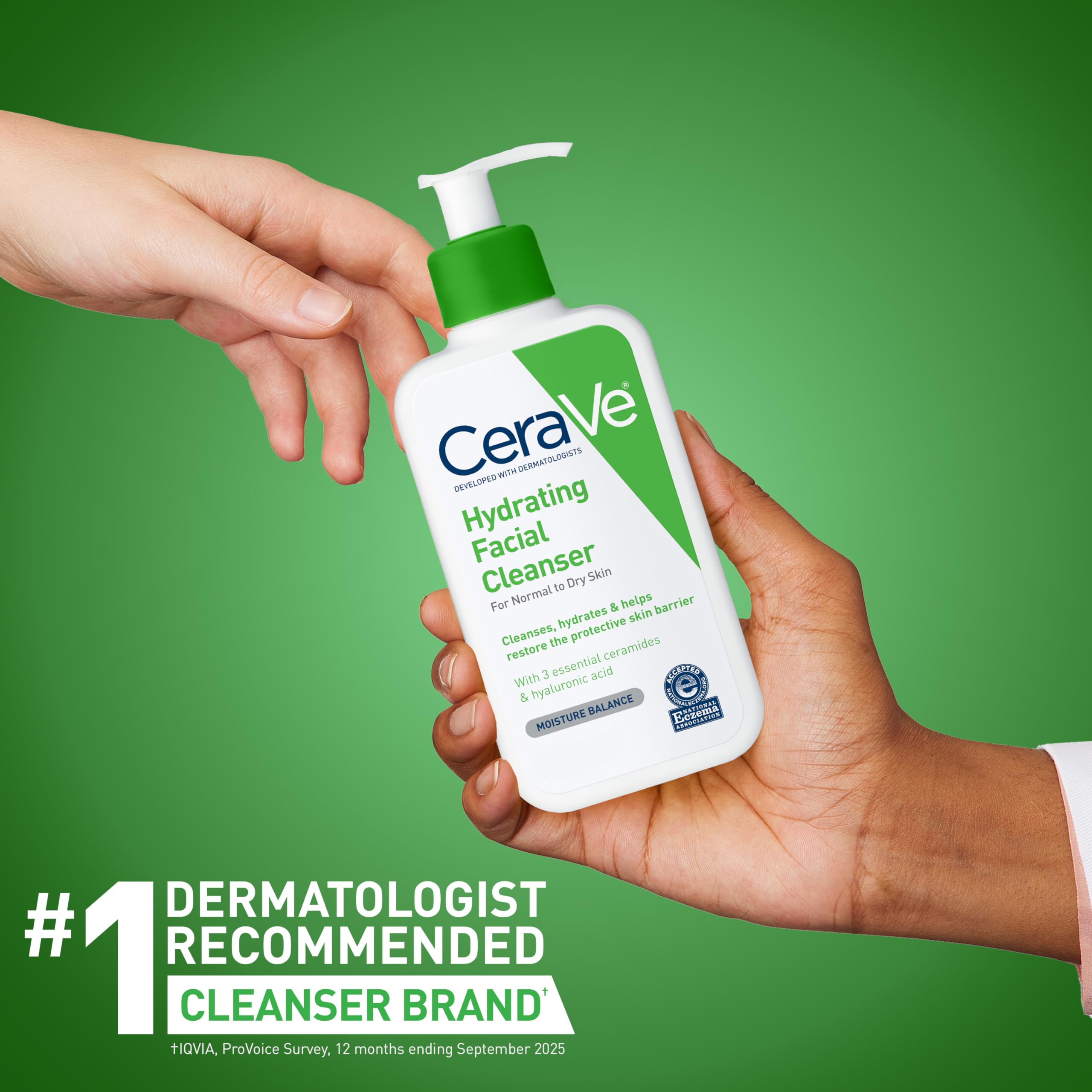 CeraVe Hydrating Facial Cleanser, Moisturizing Face Wash For Dry Skin, Hyaluronic Acid + Ceramides + Glycerin, Hydrating Cleanser For Normal To Dry Skin, National Eczema Association Certified - Image 6