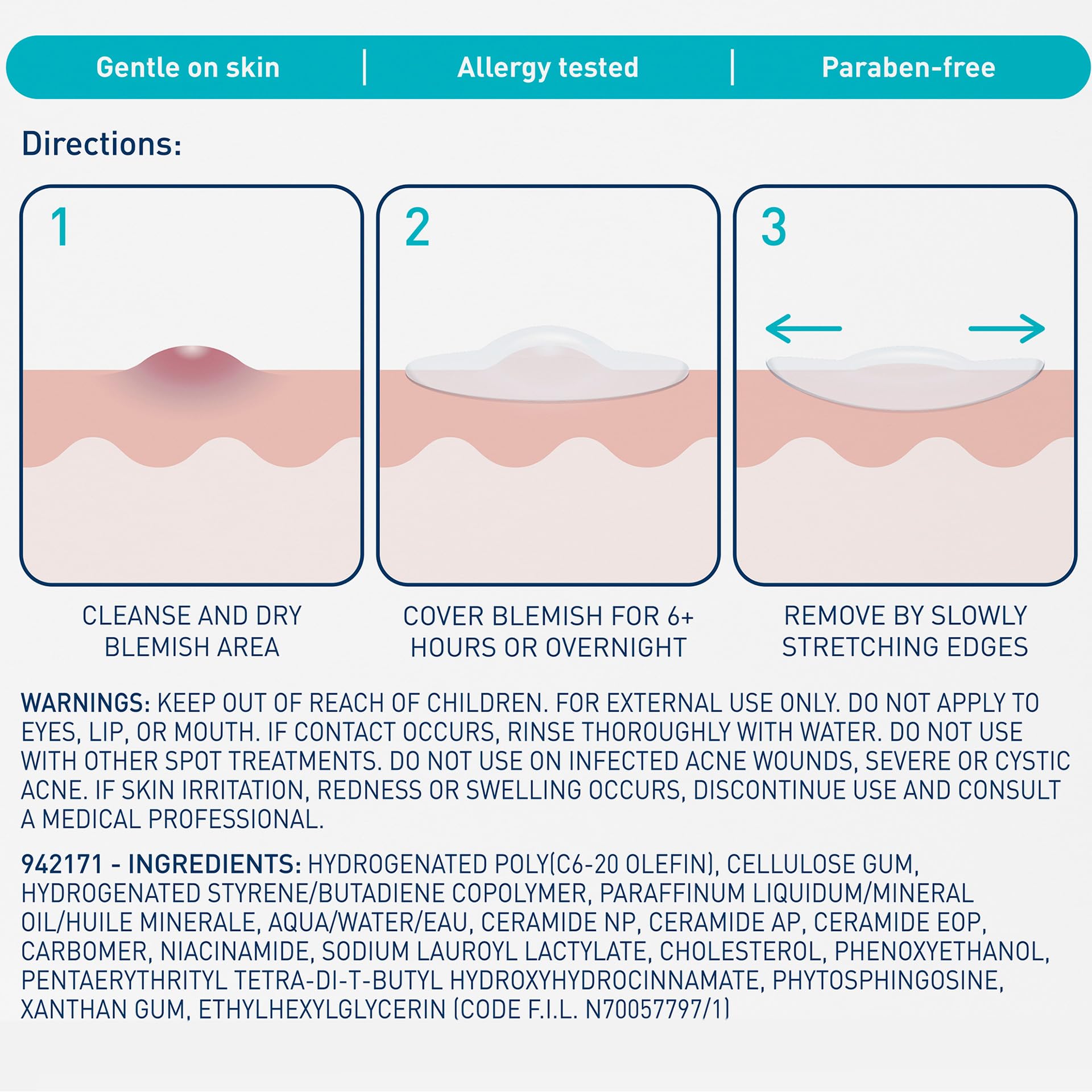 CeraVe Hydrocolloid Blemish Patches, Oil Absorbing Spot Control with Ceramides and Niacinamide, Allergy-Tested & Suitable For Sensitive Skin, Ultra-Thin & Blends Into All Skin Tones, 22ct - Image 8