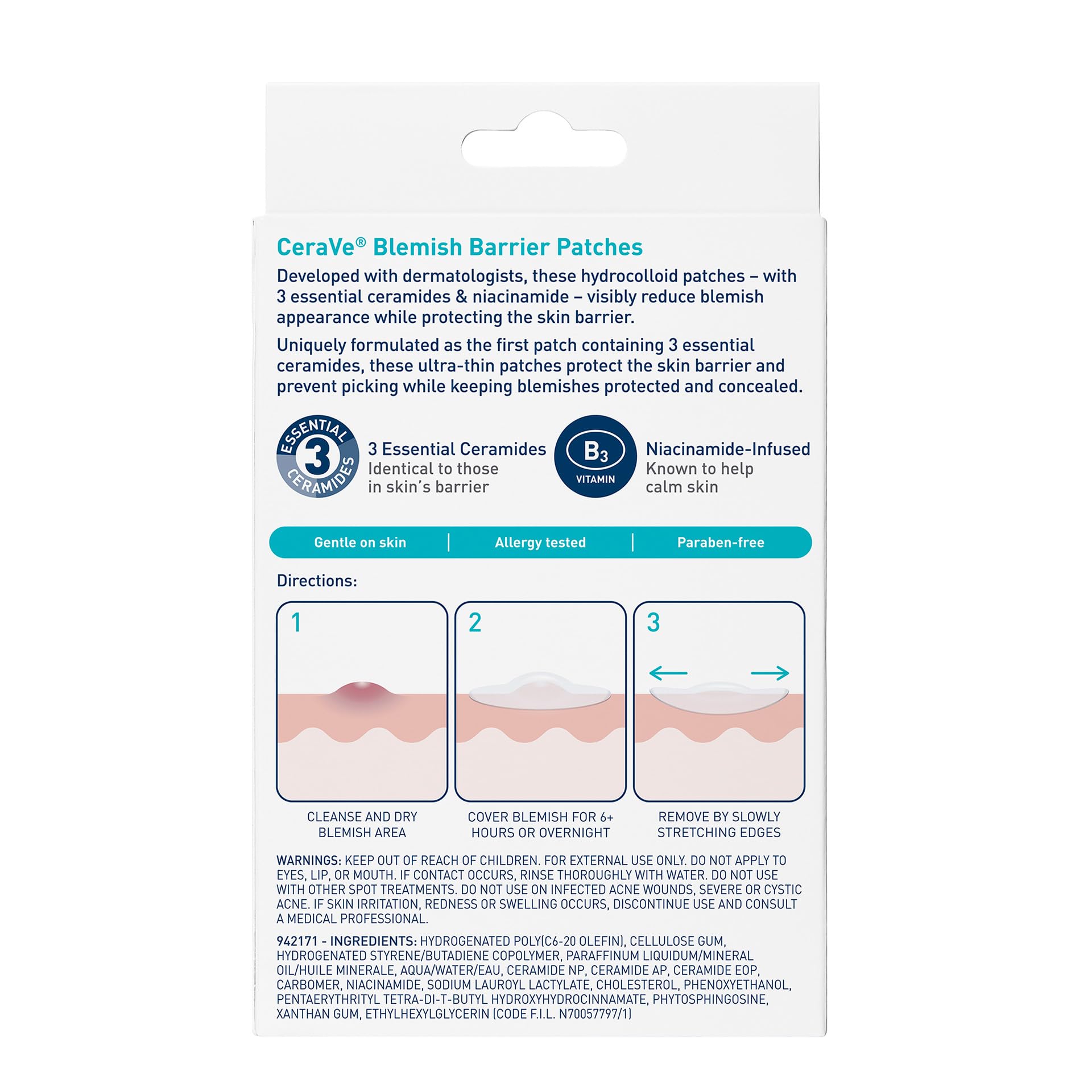 CeraVe Hydrocolloid Blemish Patches, Oil Absorbing Spot Control with Ceramides and Niacinamide, Allergy-Tested & Suitable For Sensitive Skin, Ultra-Thin & Blends Into All Skin Tones, 22ct - Image 9