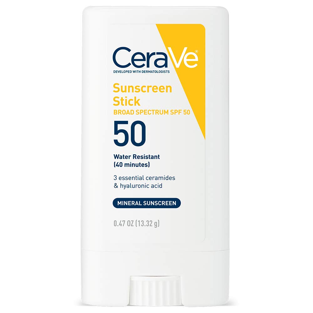CeraVe Mineral Sunscreen Stick SPF 50, Broad Spectrum SPF + Hyaluronic Acid + Ceramides, Titanium Dioxide & Zinc Oxide, 100% Mineral Face Sunscreen Stick, Fragrance Free & Oil Free - Image 9