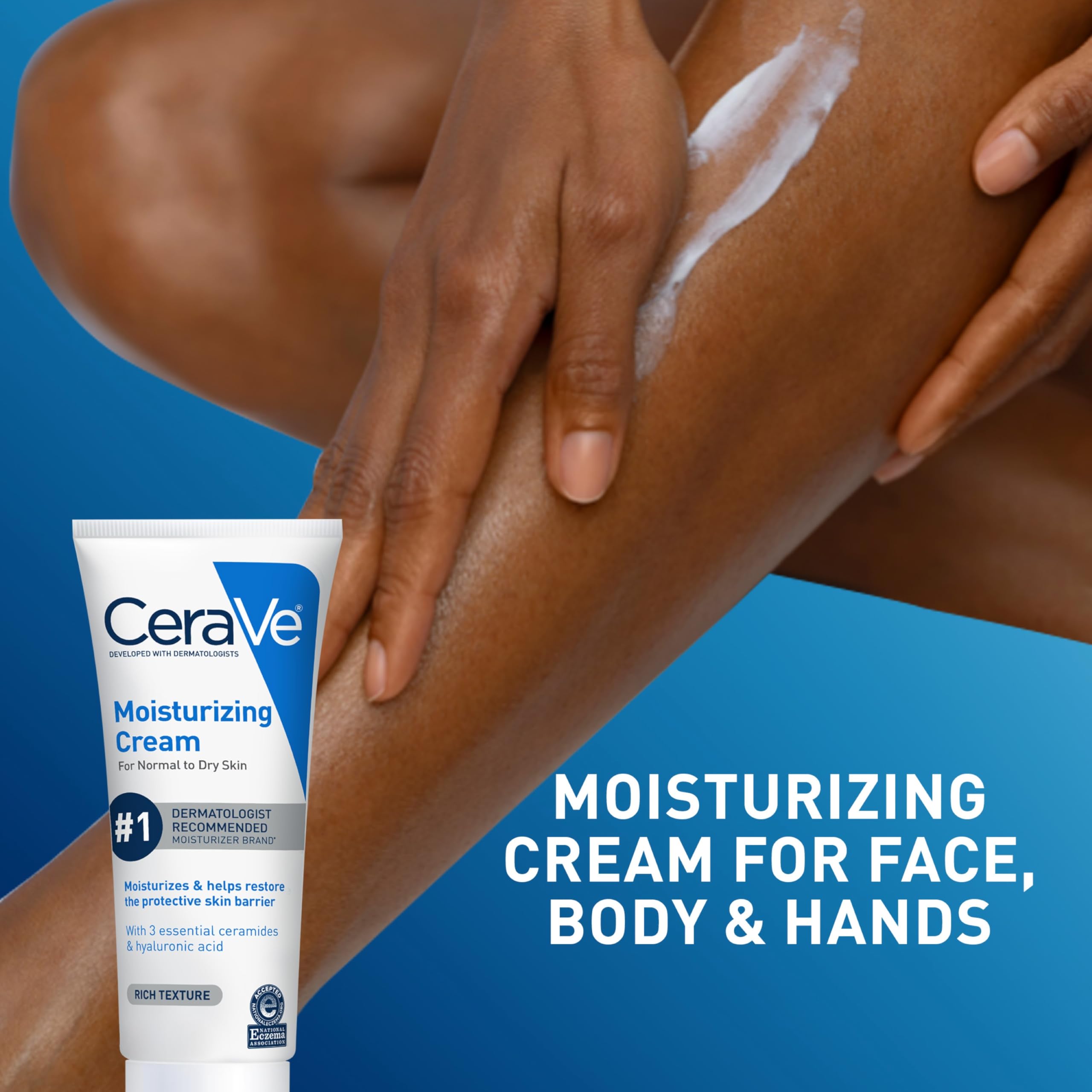 CeraVe Moisturizing Cream, Face Body Moisturizer, Normal to Dry Skin, 8 Fl Oz - Image 4