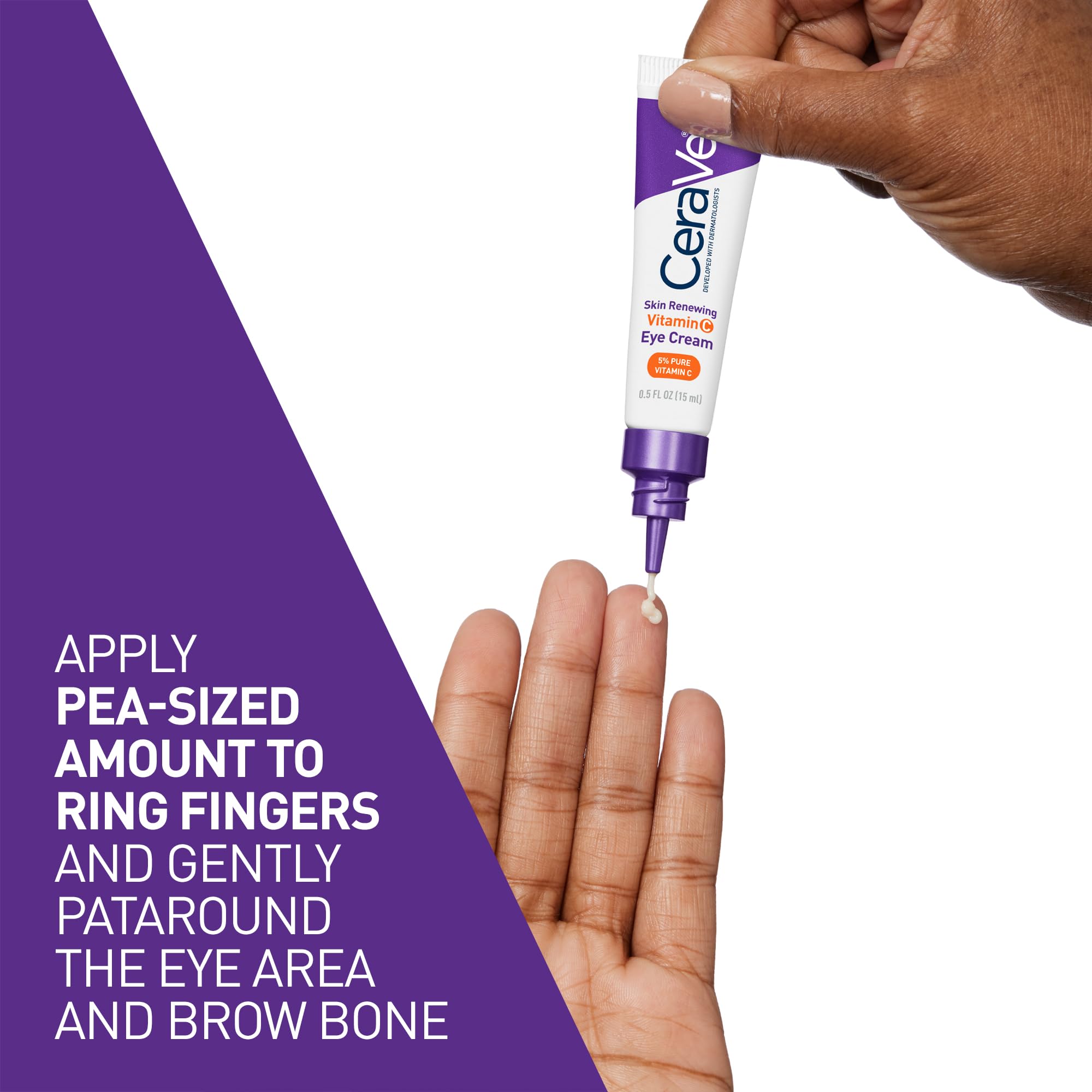 CeraVe Skin Renewing Vitamin C Eye Cream, Vitamin C, Hyaluronic Acid, Ceramides & Caffeine, Under Eye Cream For Dark Circles and Puffiness, Fragrance Free & Ophthalmologist Tested, 0.5 Fl. Oz - Image 5