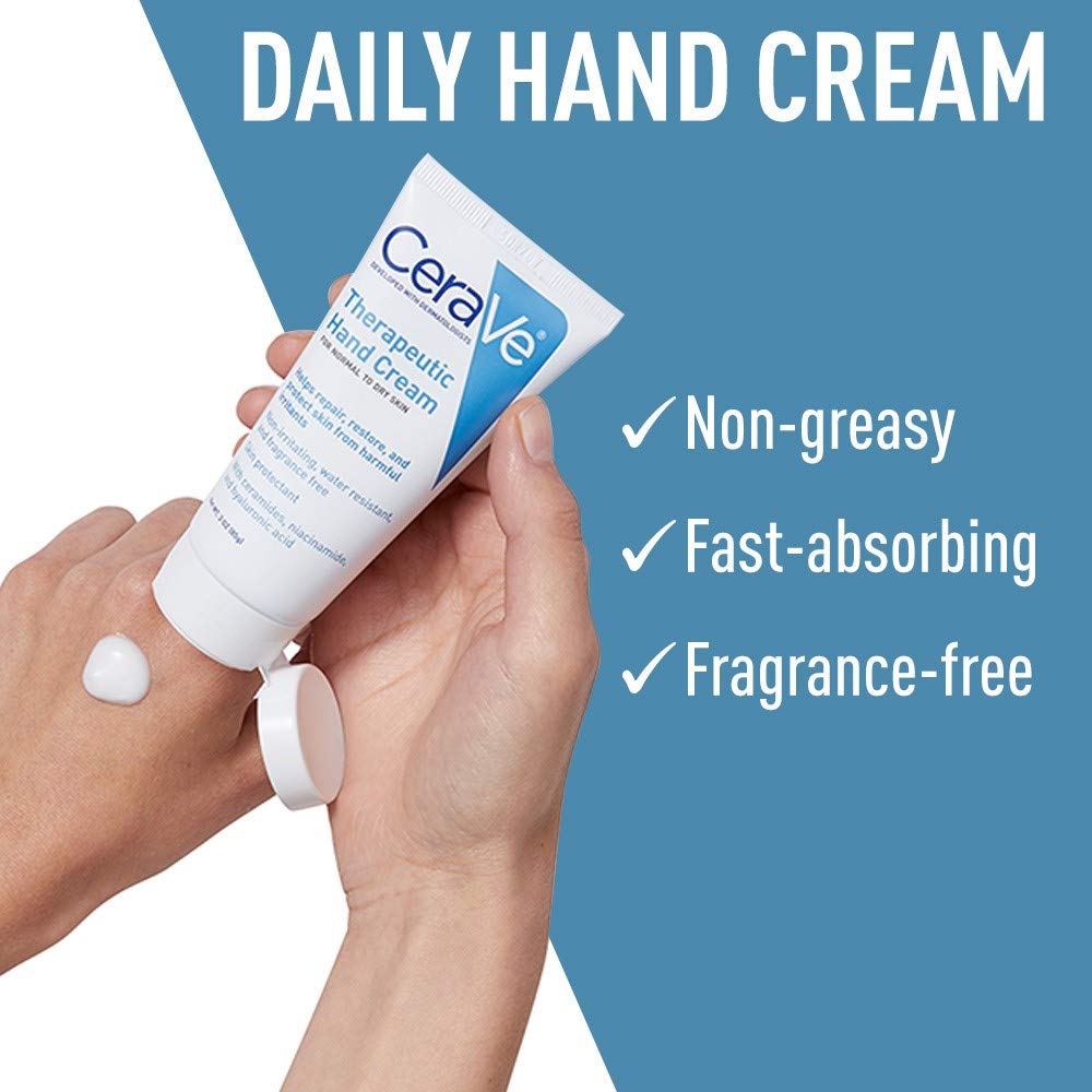 CeraVe Therapeutic Hand Cream for Dry Cracked Hands With Hyaluronic Acid and Niacinamide, Fragrance Free 3 Ounce - Image 4