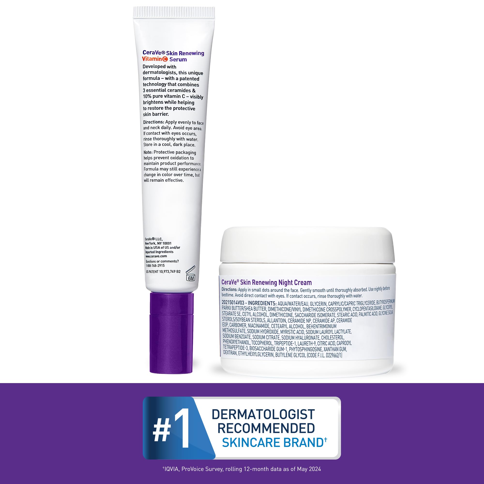 CeraVe Vitamin C Serum and Night Cream Skin Care Set, Brightening Serum with 10% Pure Vitamin C & Night Moisturizer with Peptides + Hyaluronic Acid, Travel Essentials, 1oz Vit C + 1.7oz Moisturizer - Image 6