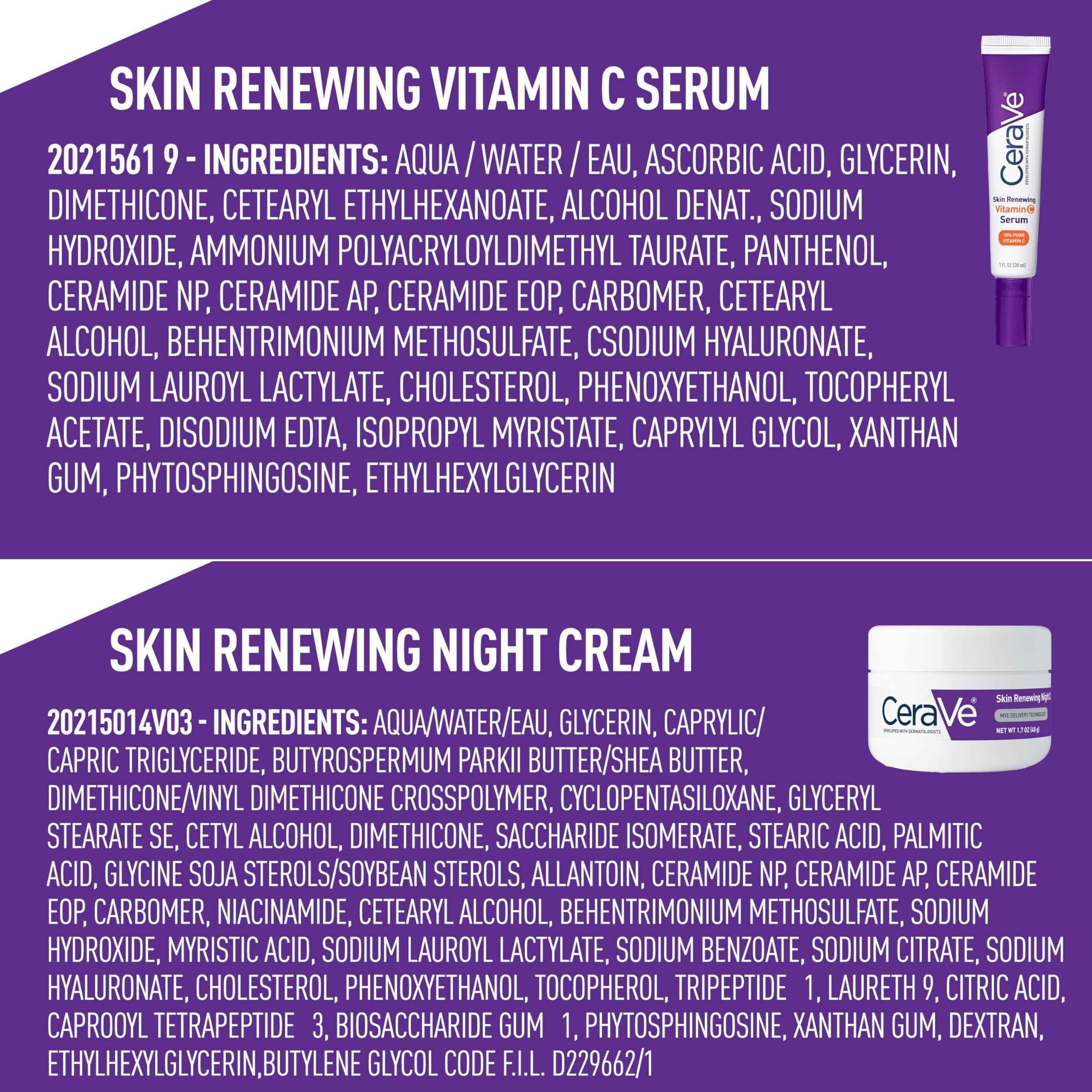 CeraVe Vitamin C Serum and Night Cream Skin Care Set, Brightening Serum with 10% Pure Vitamin C & Night Moisturizer with Peptides + Hyaluronic Acid, Travel Essentials, 1oz Vit C + 1.7oz Moisturizer - Image 7